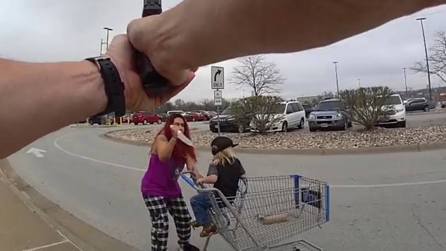 Police f@tally shoots woman seen cutting toddler with knife after she kidnapped him